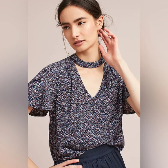 MAEVE by ANTHROPOLOGIE Printed Cutout Blouse‎ - Picture 1 of 10